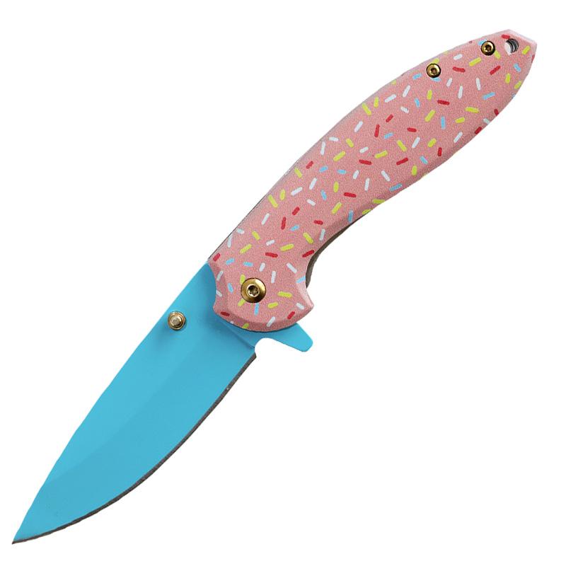 Doughnut aluminum handle folding camping EDC pocket knife foldable portable folding knife hunting knife