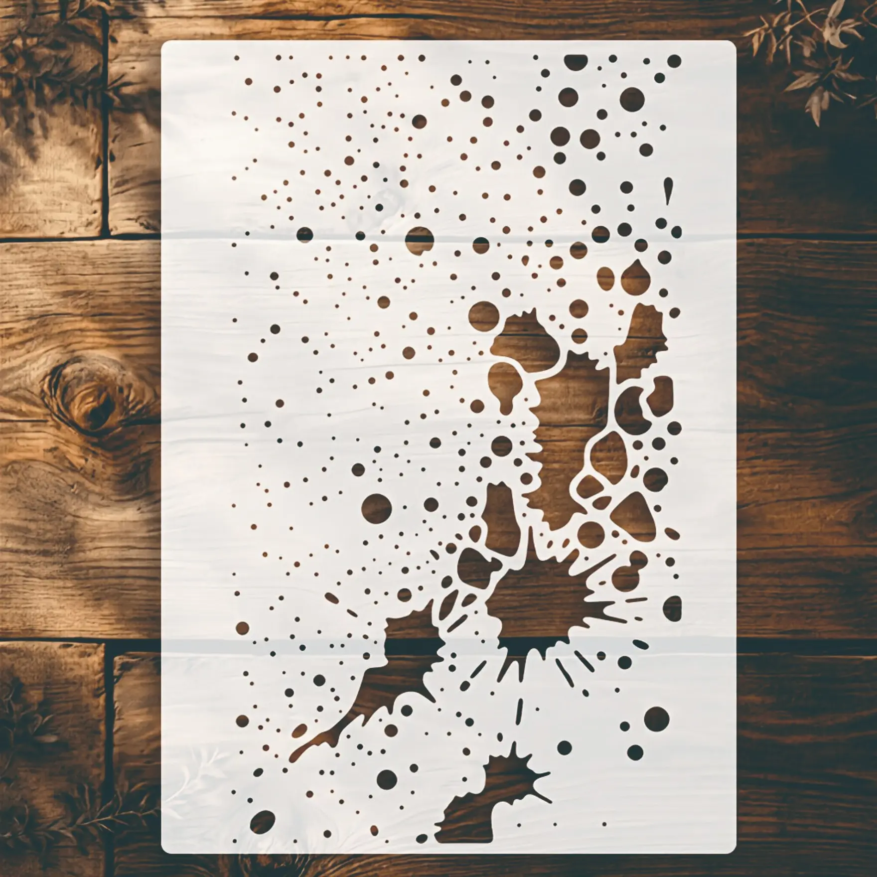 Reusable Washable Art Template, 29.7cm X 21cm, Ink Splatter Dot Texture Design, Hollow Out Pattern, Ideal for Creative Projects