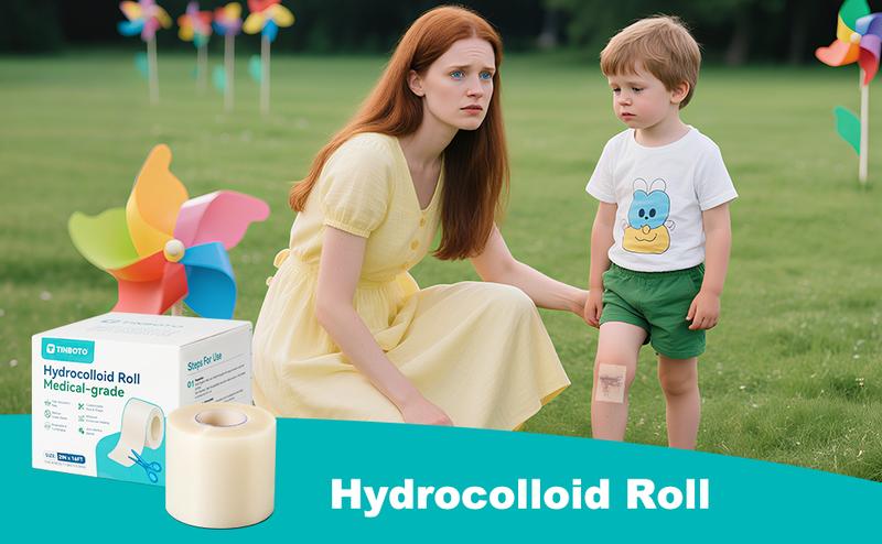 TINBOTO Hydrocolloid Roll for Wound Care Medical-grade Self-Adhesive Bandages 2IN x 4.8FT Effective Wound Management