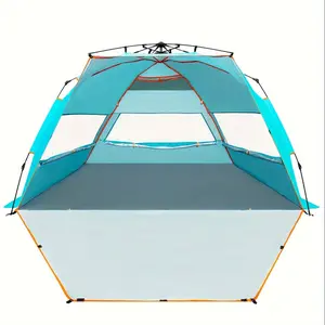 UPF 50+ Pop-Up Beach Tent, Portable Waterproof Windproof Sun Shelter Beach Canopy for Family Gathering, Camping, Lawn Parties, Picnic, Indoor Playhouse