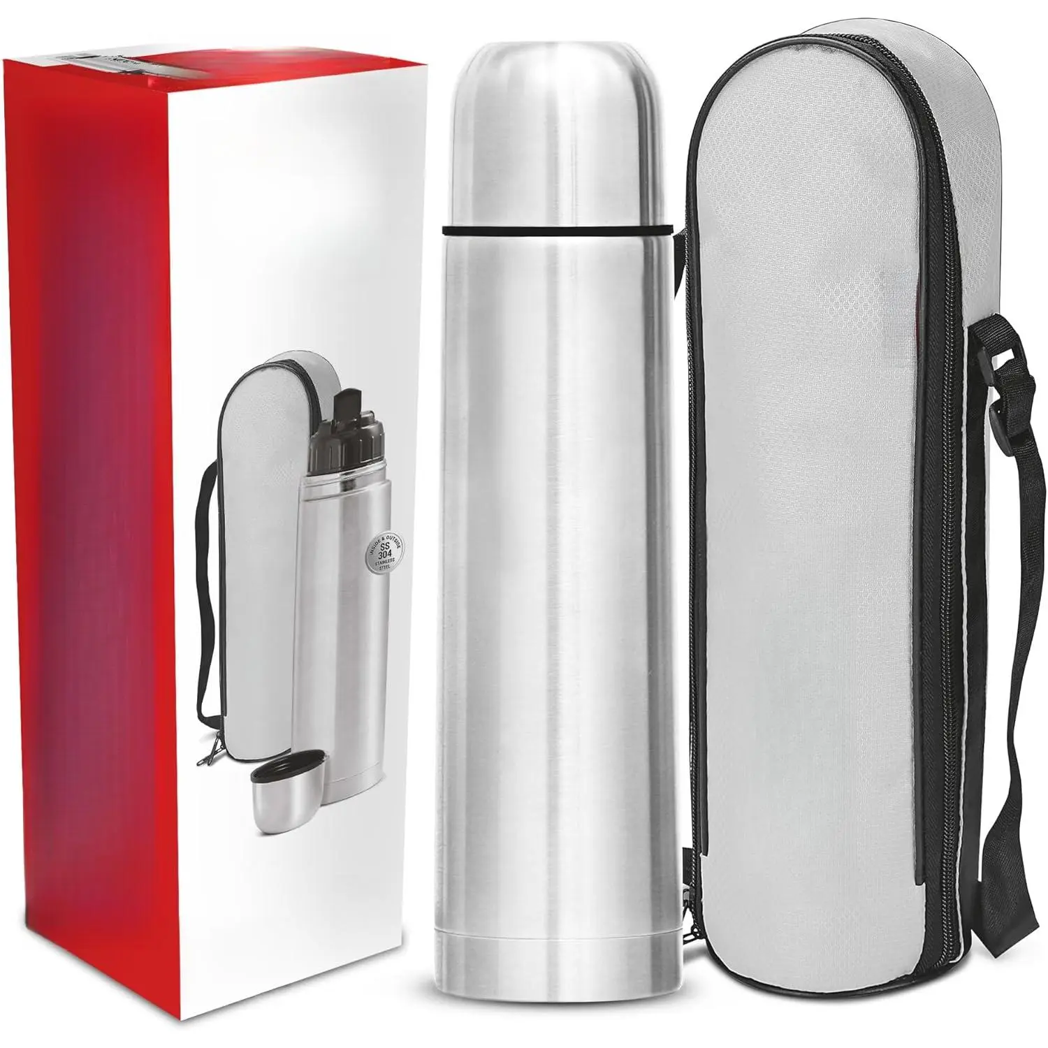 Stainless Steel Flip-Top Insulated Sports Water Bottle, Sturdy Metal Vacuum Insulation, 24-Hour Hot & Cold Retention, Portable Leak-Proof Cover, BPA-Free