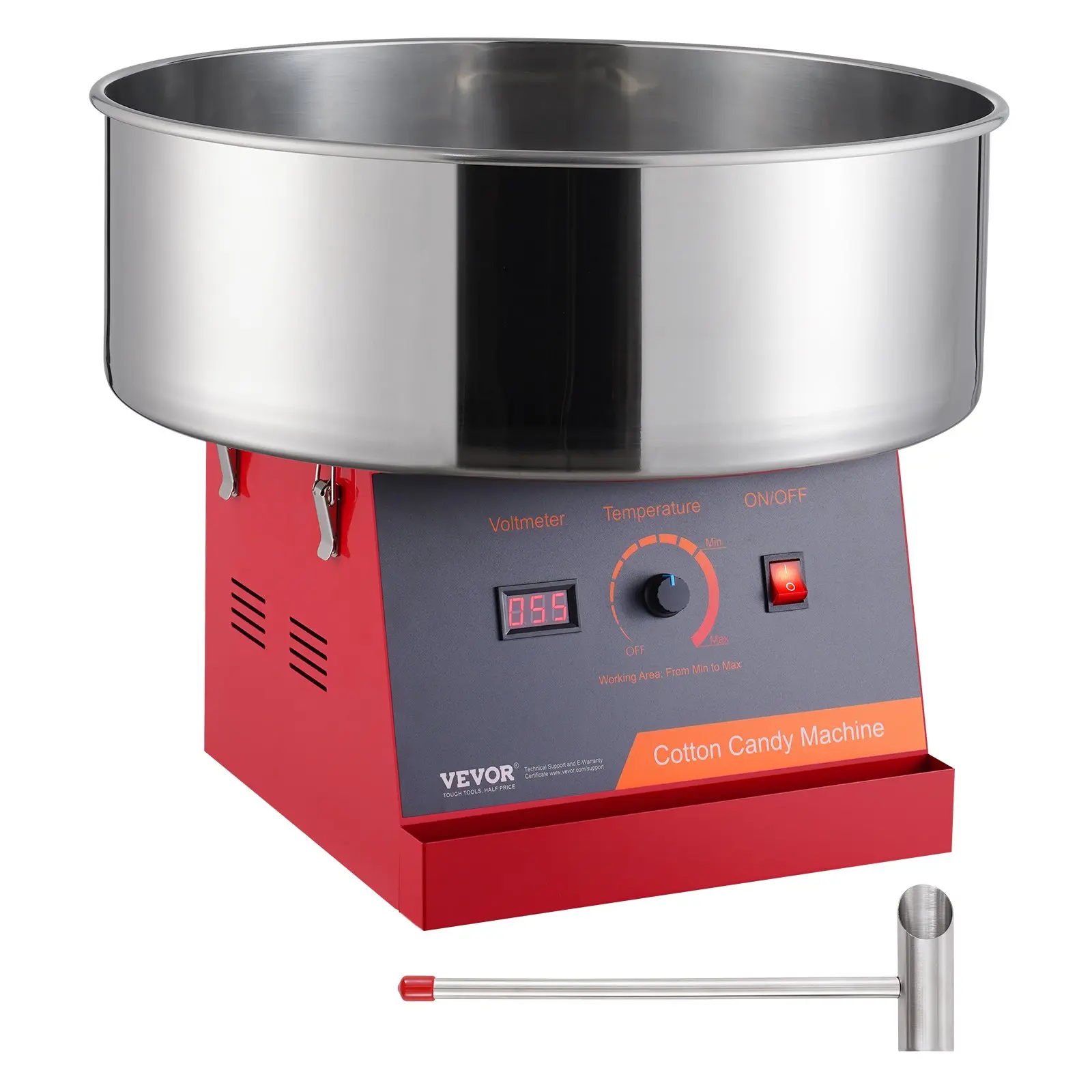 【Black Friday】1000W Power Stainless Steel Bowl Electric Cotton Candy Machine - Commercial & Home Candy Floss Maker with Sugar Scoop, Ideal for Kids' Birthday, Family Party (Red)