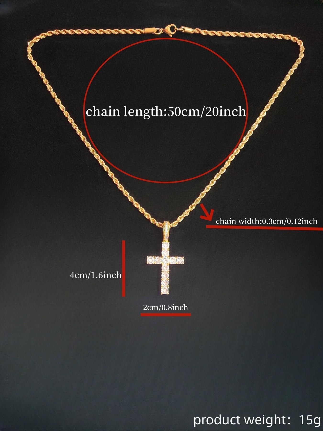Rhinestone Cross Twist Chain Pendant Necklace for Men & Women, Cross Chain Design, 1 Piece Hip Hop Jewelry for Party, Daily Clothing Decor, Trendy All-match Jewelry for Birthday Gift, Exquisite Jewelry Gift