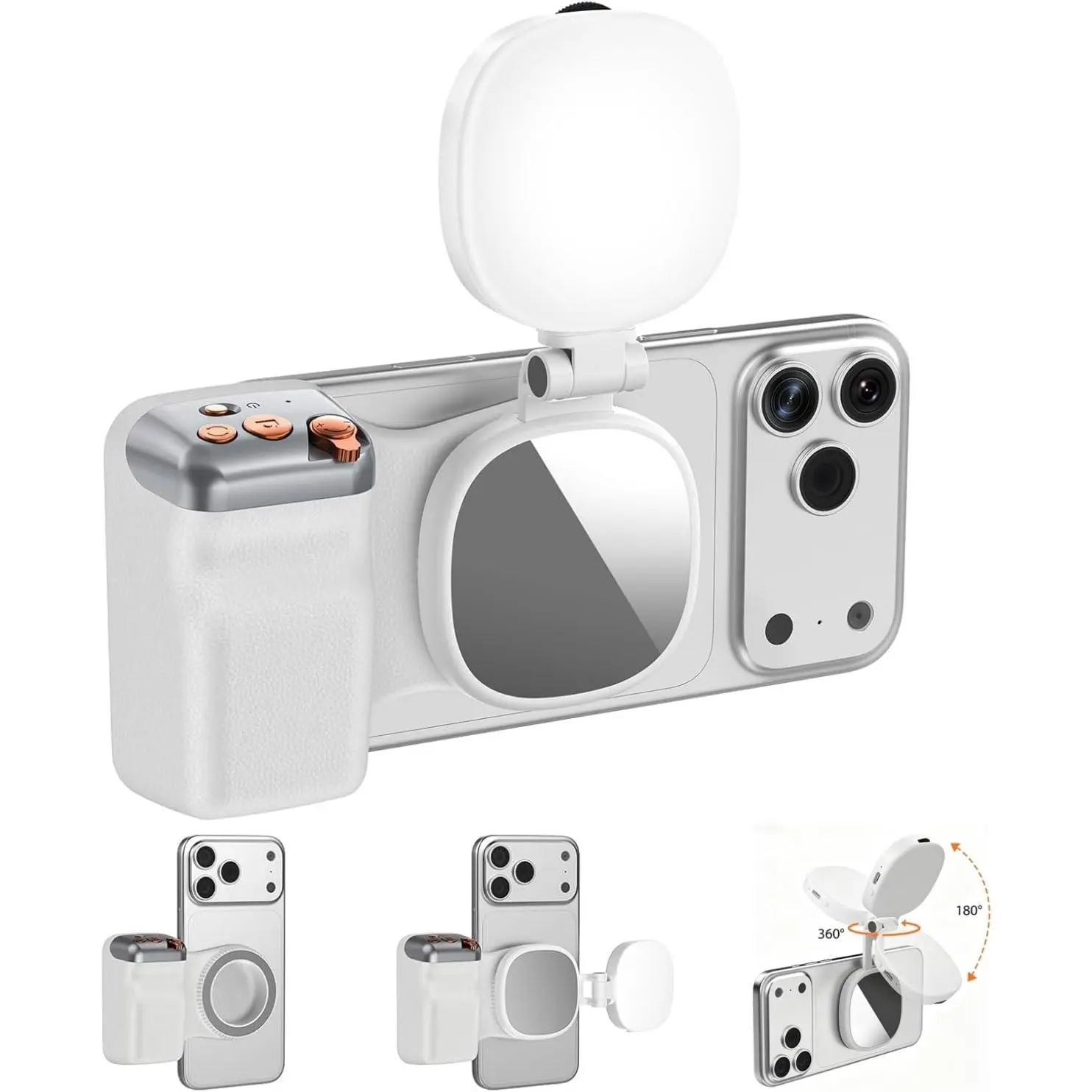 Fun Shot  Phone Camera Grip +  Selfie Light () Bundle Kit Compatible with  Magsafe & Android, Creator Kit for Selfies/Photography//Zoom Calls/Video