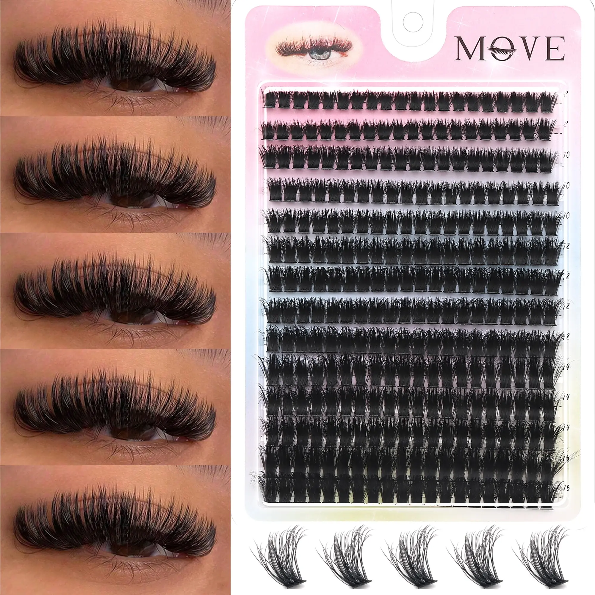 14 Row False Eyelash Set, 80D Reusable Personal Lashes, Volume False Eyelashes, DIY Makeup Friendly, Natural Fluffy Cat Eye Effect, Perfect for All Occasions, Volumized False Eyelashes