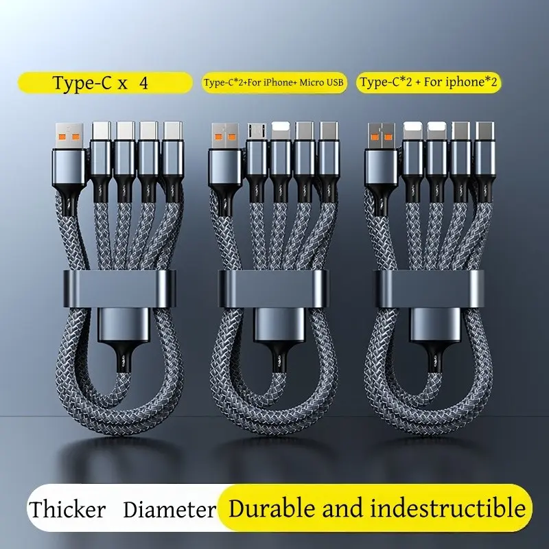 4-in-1 Fast Charging Max 3.9ft/6.6ft USB-C/Micro USB Compatible for iPhone, Android Devices for Samsung Xiaomi Oppo Vivo & Car Chargers, Travel Charger, Multidevice Charging, Portable Charger, Compact Design, Highspeed Charging, Usbc Charger