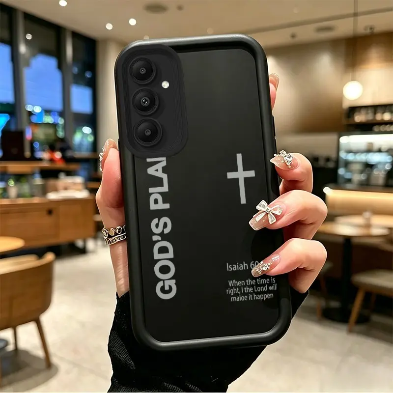Phone case for Samsung GALAXY S24 S24FE S24PLUS S25 S25PLUS S26 S26PLUS God's Plan & Cross Isaiah Verse Design Celestial Eye Layered Phone Case Drop-Resistant Protection Shockproof TPU Enhanced Peotection boboiptyjtNO48