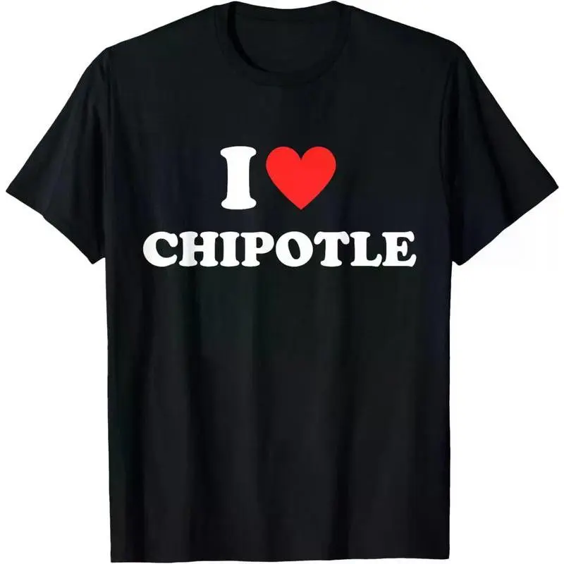 Love Heart Chipotle Graphic T-Shirt, Casual Short Sleeve Crew Neck Cotton Streetwear, Comfortable Funny Foodie Gift, Outfits, Retro, Normal Type, All Seasons