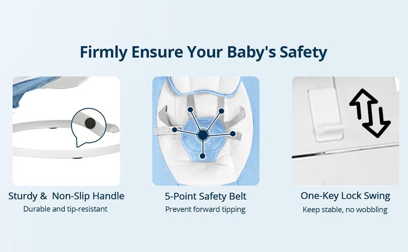 Baby Gift Electric Baby Swing for Infants with 5 Speeds,10 Lullabies,Adjustable Sound Volume,Baby Rocker, Baby Bouncer,Baby Electric Bassinet,Indoor & Outdoor Use,Remote Control,Grey