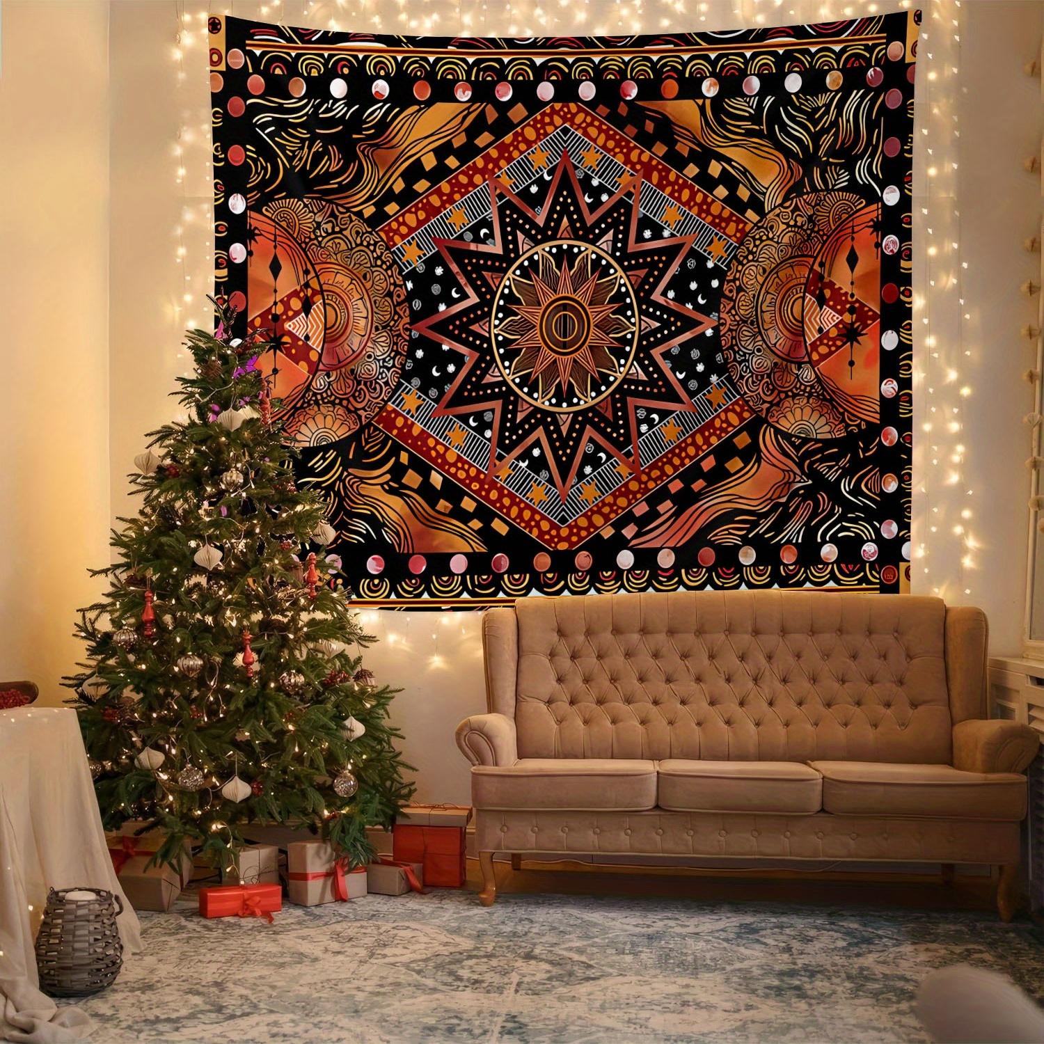 One large polyester Bohemian mandala tapestry wall piece, featuring a vibrant ethnic design, is suitable for decorating living rooms and bedrooms. funny tapestry durable man