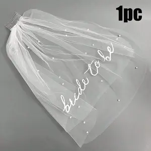 Two-Layer Letter Veil for Bride Solo Party, Romantic Style Photography Prop, Elegant Bridal Accessory, Perfect for Special Occasions