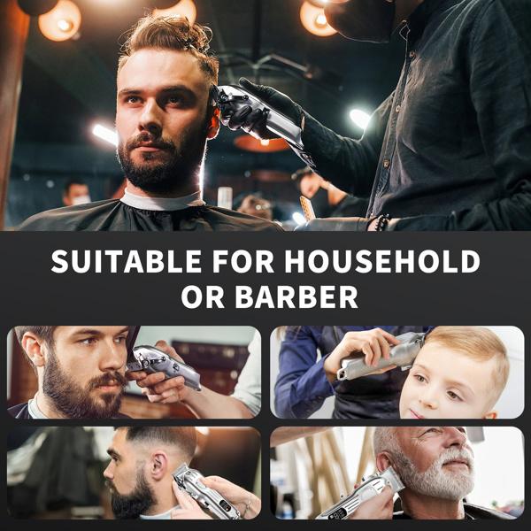 Professional Hair Clippers for Men Cordless Clippers with Trimmer Kit for Barber Use Includes Multiple Attachments and USB Charging Cable