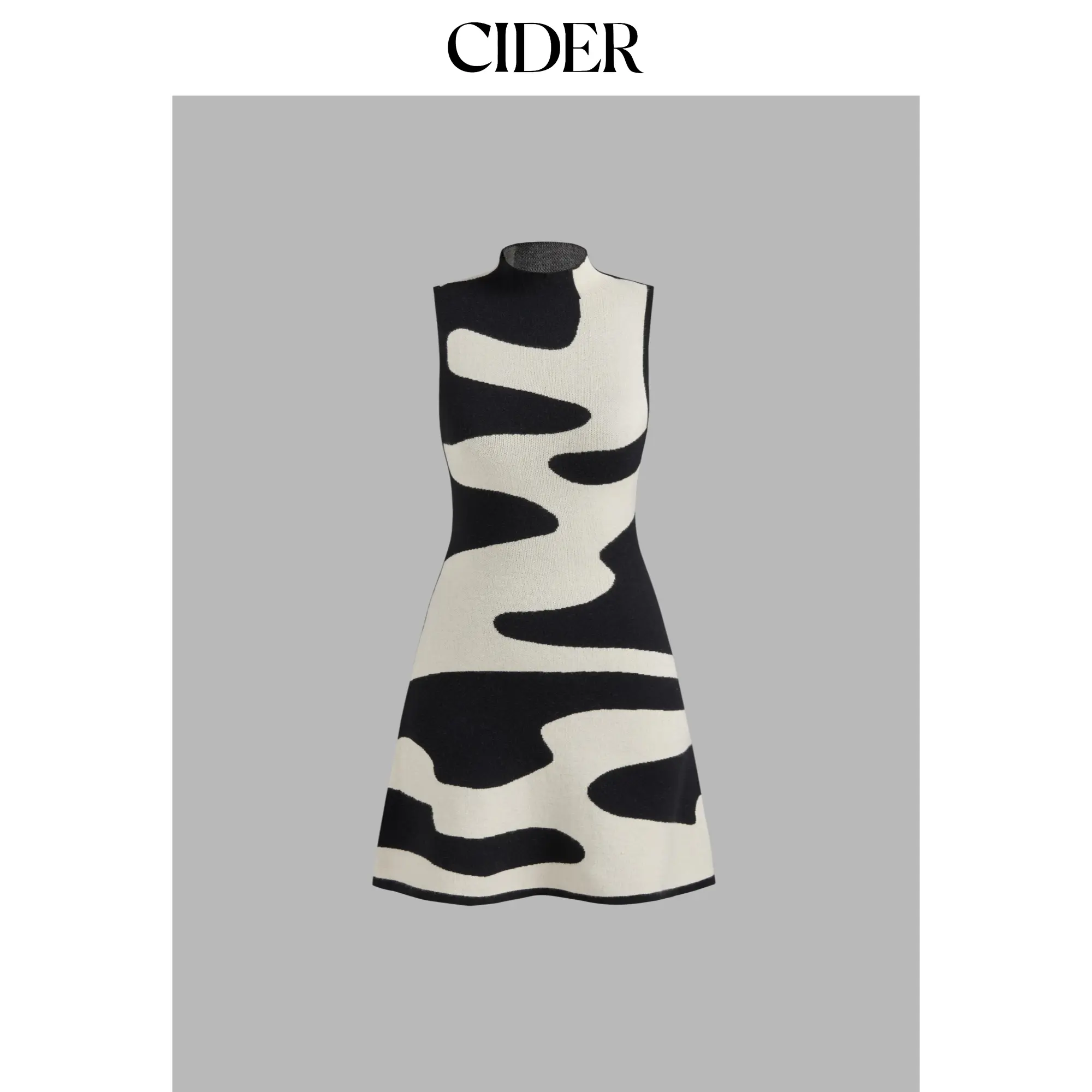 Cider [size 2-10] Knit High Neck Zebra Striped Mini Dress