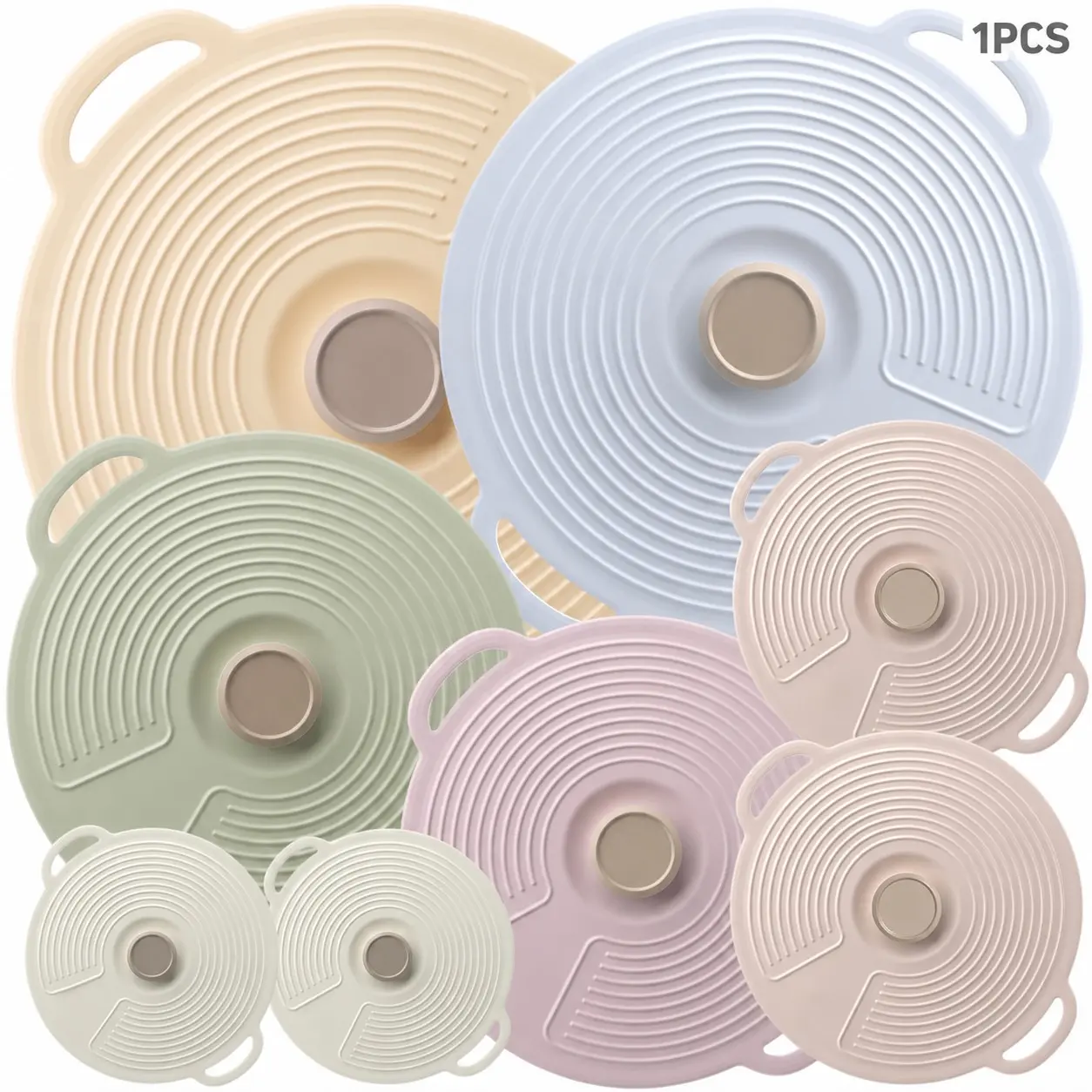 Silicone Lids for Bowls, 8 Pack Reusable Microwave Splatter Covers, 6 Sizes Heat-Resistant Lids for Cups, Plates, Pots, Pans and Skillets, Oven, Fridge & Dishwasher Safe