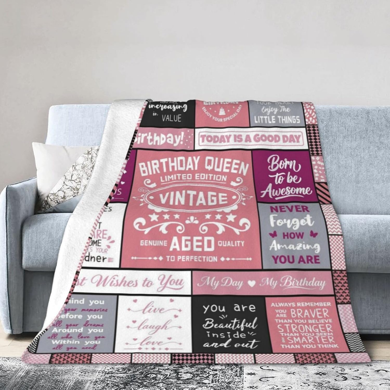 Birthday Gifts for Men Women, Soft Throw Blanket 50"x60" - Happy Birthday Decorations Cool Presents for Him Her