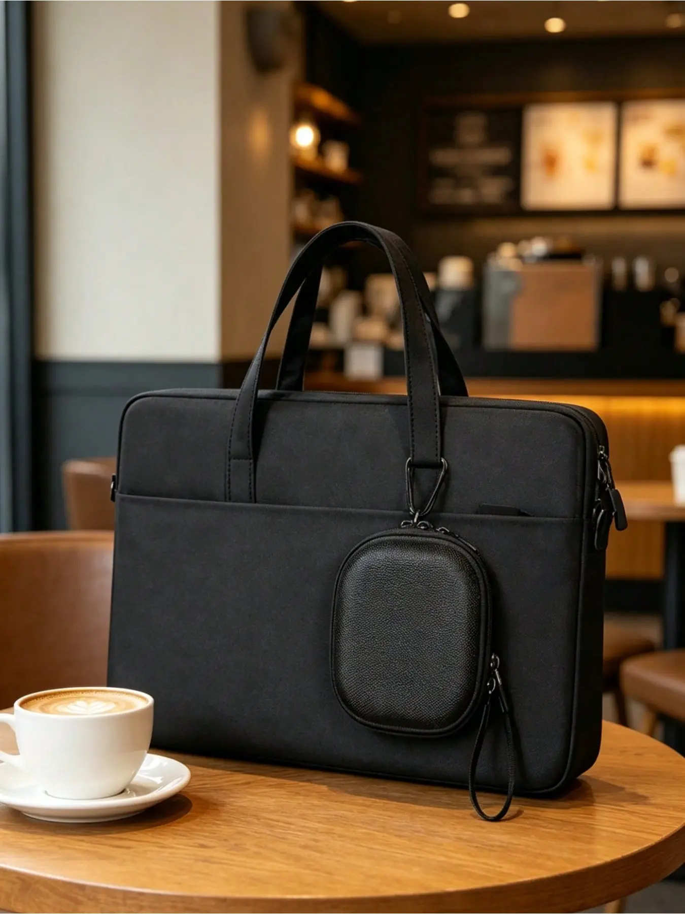 Waterproof Leather Laptop Bag, 14.3 Inch Business Briefcase, Large Capacity Shoulder Bag, Professional Office Pack, Teacher's Day Gift