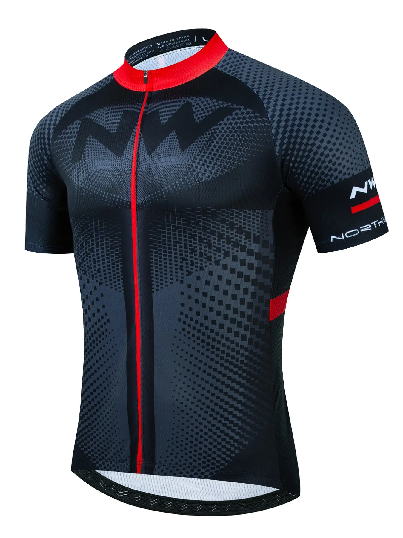 Men's Cycling Short Sleeve Shirt, Breathable Sportswear, Road Bike Top, Three Pockets, Round Neck, Knit Fabric, Geometric Print, Summer Wear
