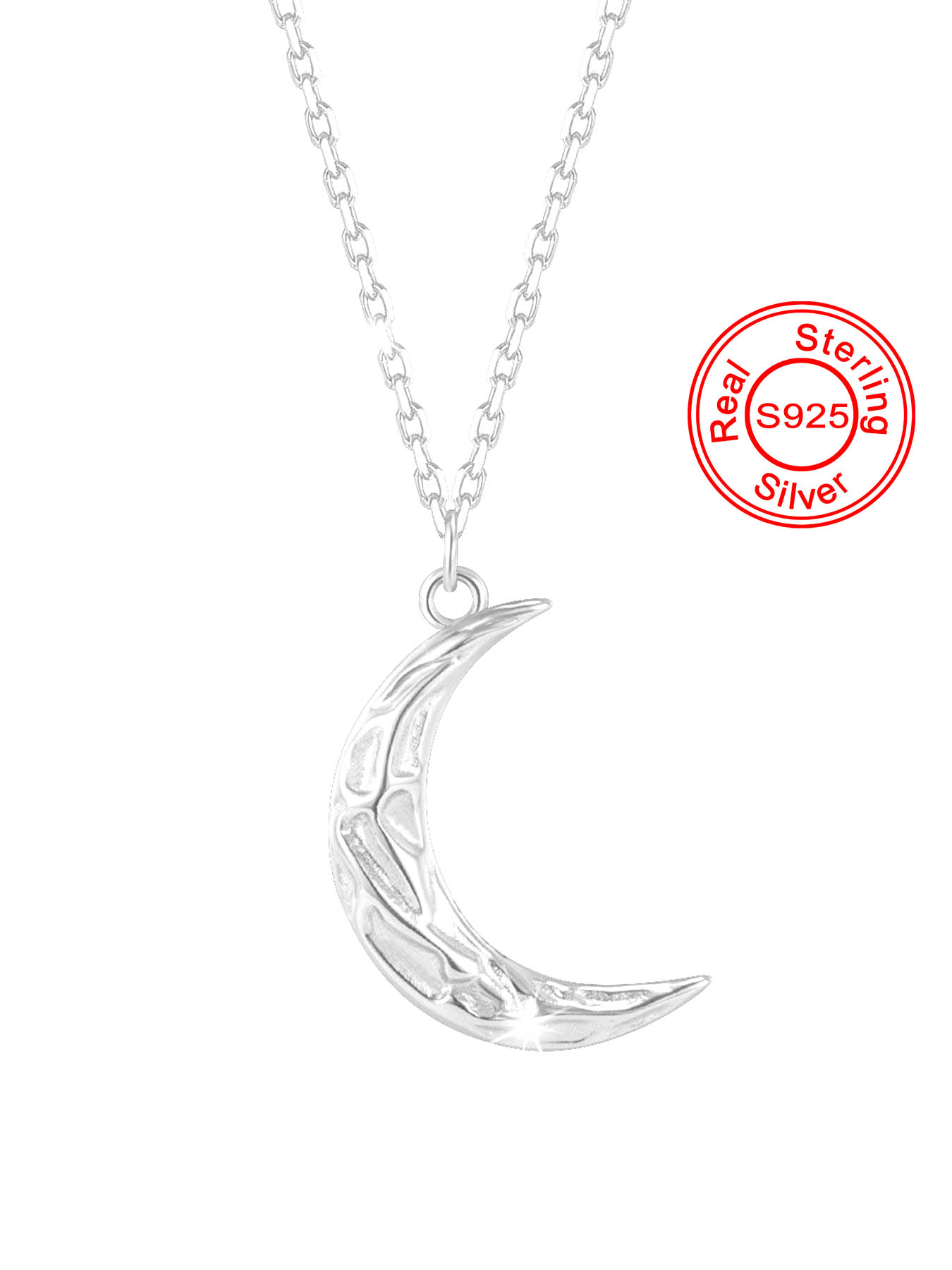 925 Sterling Silver Crescent Moon Design Celestial Pendant Necklace for Women & Girls, Fashion Jewelry for Party, Daily Decor, Trendy All-match & Exquisite Jewelry for Birthday Gift