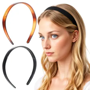 2 count Plastic Headband, Tortoise Shell Headband With , Brown Black Plastic Headbands Headband for Women Non Slip Hair Accessories