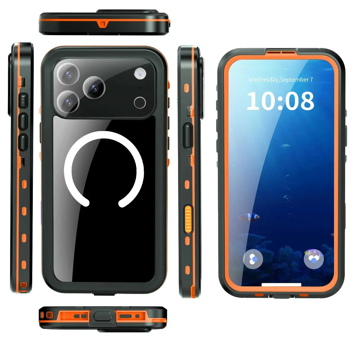 Compatible with iPhone 17, 17 Air, 17 Pro, 17 Pro Max, IP68 Magnetic Waterproof Shockproof Protective Phone Case for Swimming and Diving HNZ0168