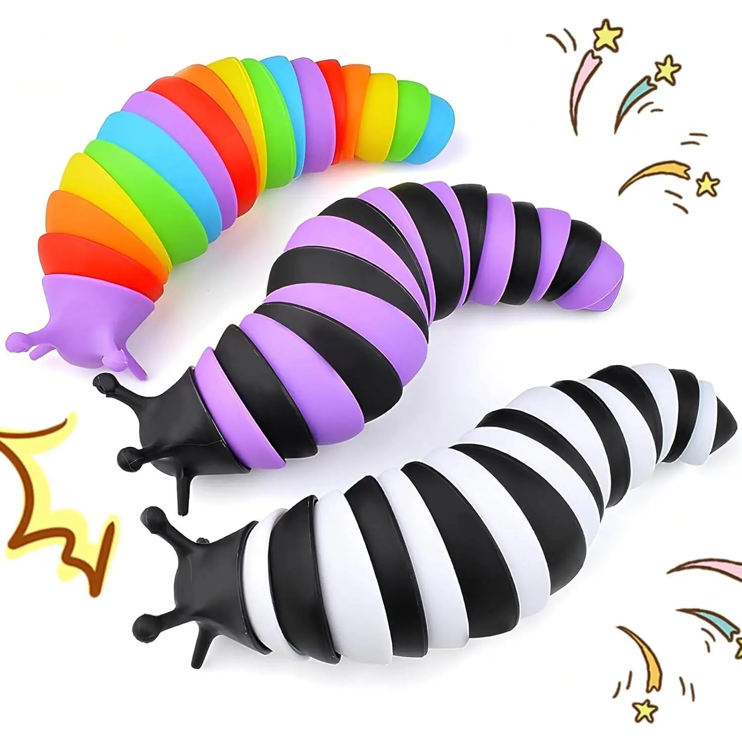 Easter Basket Stuffers for Kids 3PCS Slug Fidget Toys for Kids & Adults Children Toddlers Sensory Toys for Kids 3+ Autism Toys Autistic ADHD Travel Toys Teens Gifts for Kids Boys Girls