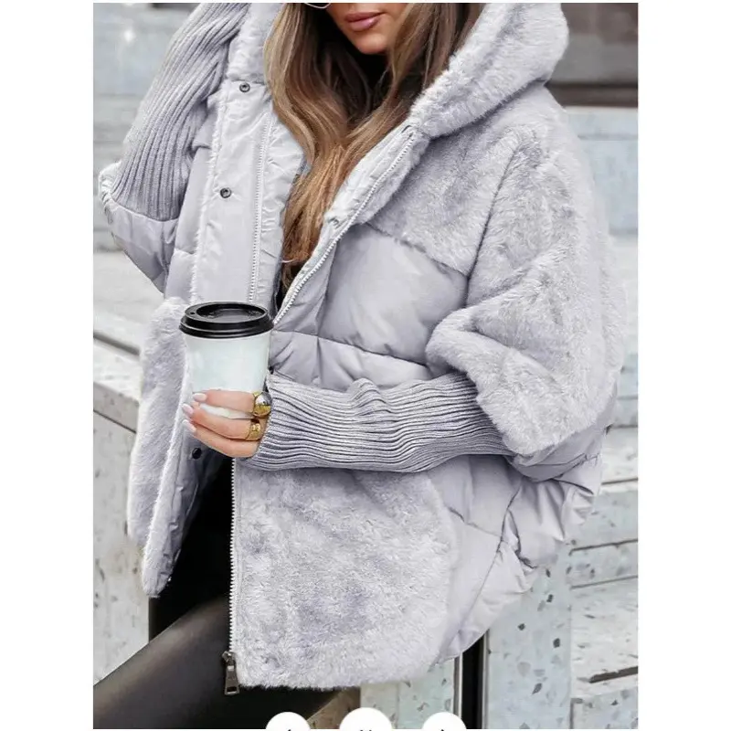 Women's Oversized Loose Patchwork Quilt Coat Jacket, Winter Warm Polyester Blend Quilted Padded Outerwear, Casual Machine-Washable Streetwear Fashion Outerwear