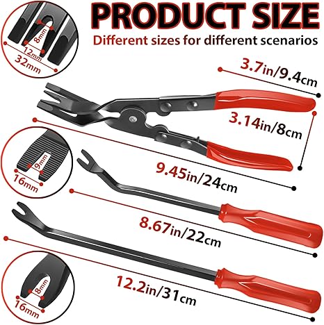 3 Pcs Auto Clip Pliers Set and Fastener Remover, Car Trim Rivet Removal Pry Tool Repair Kit with Storage Bag for Automotive Door Panel