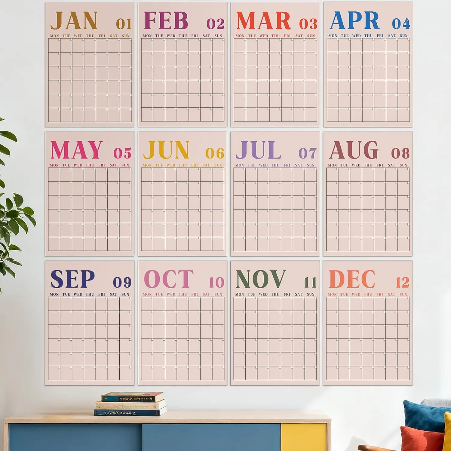2026  Classroom Calendar Large Undated Dry Erase Wall Calendar 16 x 12 Inches Big Monthly Blank Planner Yearly Planning for School Organizing Office  (Morandi Minimalism)