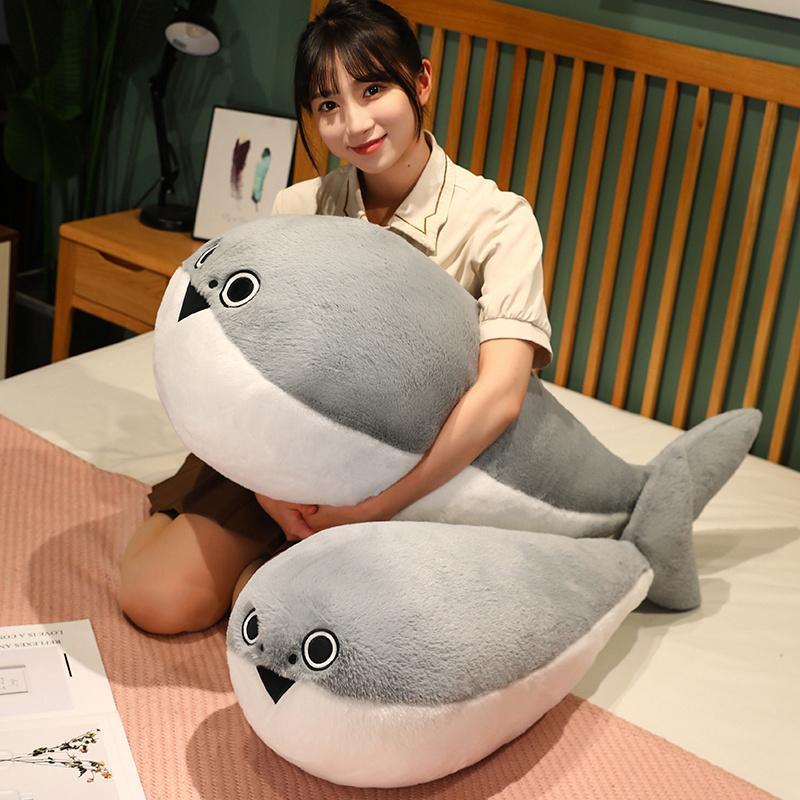 50/80/100CM Sacabambaspis Grey Lifelike Fish Doll Plush Toy Stuffed Pillow Sea Animals Toys Sofa Cushion Decor for Kids Girls