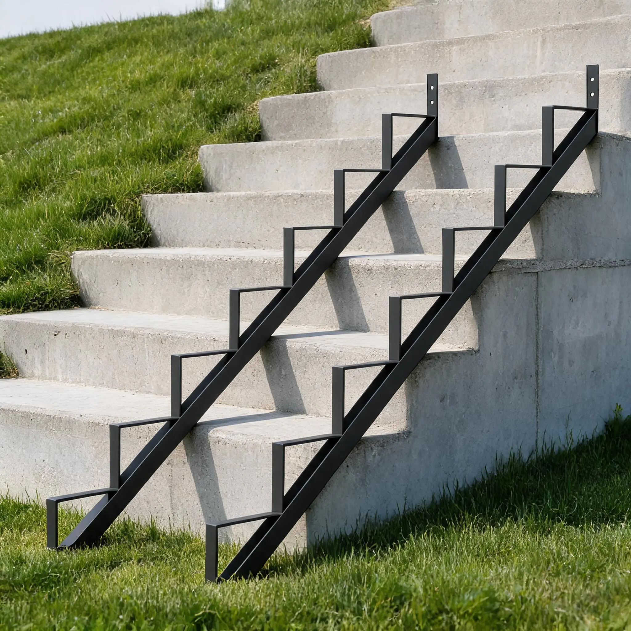 Garvee Heavy Duty Steel Frame Stair Stringer, Powder-Coated with Reinforced Legs, Stable Step Frame for Deck Access, Outdoor Entry, 29.5" Height