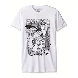 Ed, Edd n Eddy Classic Cartoon Trio Black Sketch Graphic Crew Neck Short Sleeve Unisex Casual Vintage Cartoon Network Fan Tee Tops