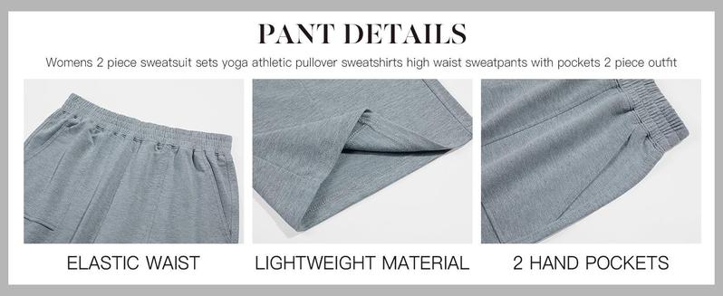 PASLTER Womens 2 Piece Outfit Lounge Set V Neck Sweatshirt High Waist Pants With Pockets Casual Loose Tracksuits