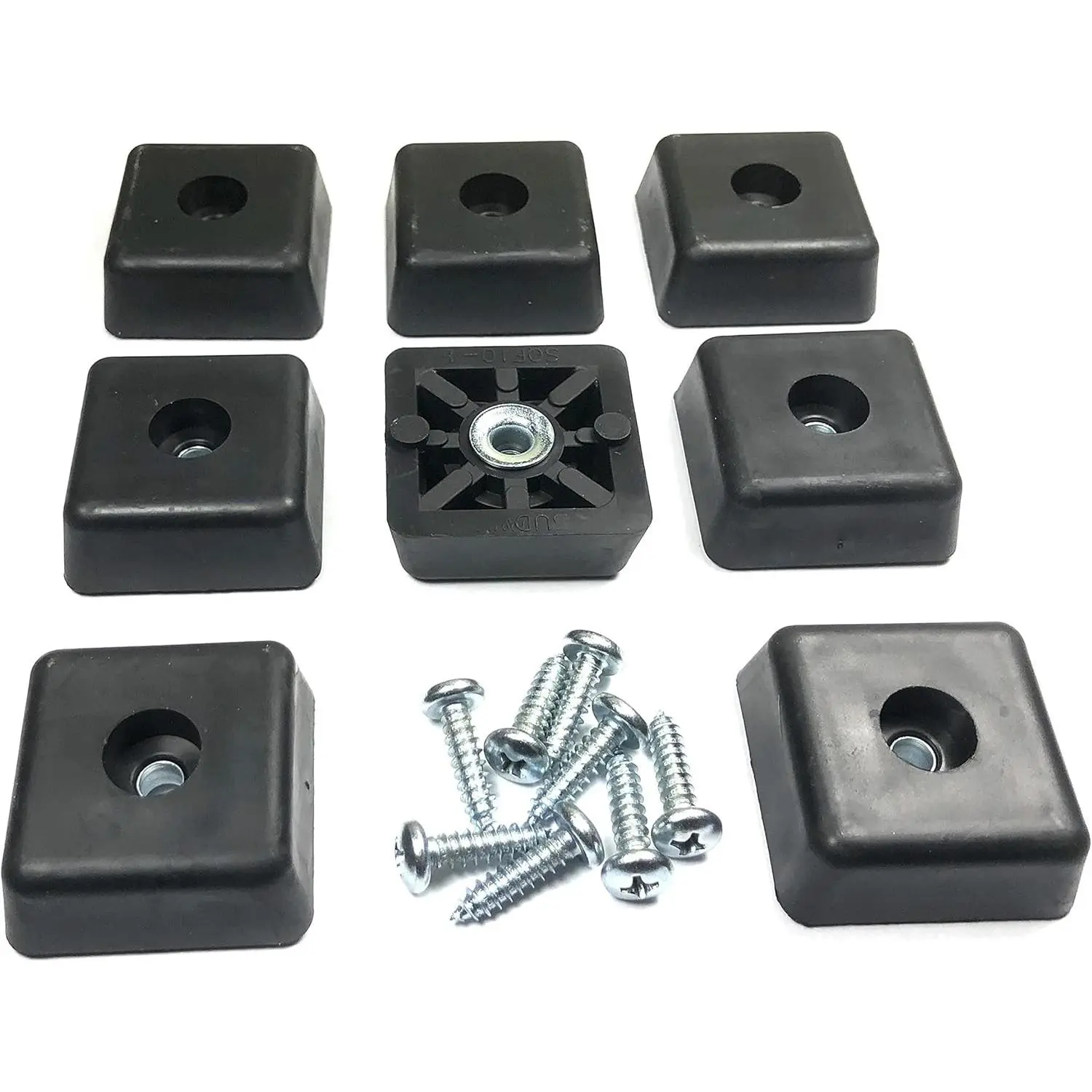 8 Large Square Rubber Furniture Feet Bumpers with Stainless Screws - 0.59" H x 1.5" W - Heavy Duty, Non-Marking, Made in USA for Tables, Chairs, Desks, Benches, Sofas, Chests & MoreGift