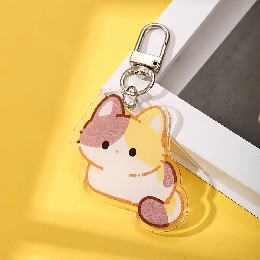 [2D Flat] Calico Cat Acrylic Keychain Kawaii Additions Bag Charm Cute Backpack Pendant Keyring Gifts for Friends