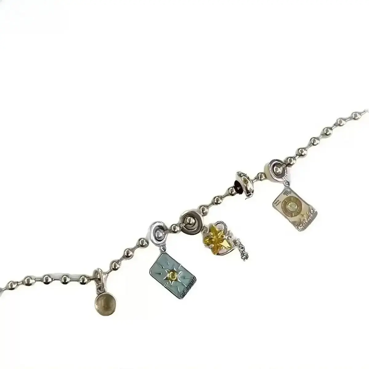 Vintage Celestial Charm Bracelet for Women with Sun, Moon, and Star Tarot Motifs, Dainty Gold Tone Adjustable Stacking Jewelry, Celestial Motifs, Female, Daily, Single Bracelet, Astronomy, Old Tarot Sun Moon Star Bracelet