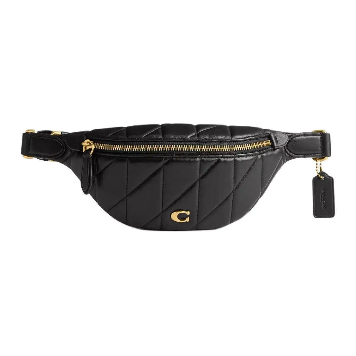 COACH Essential 30 Adjustable Strap Zippered Front Pocket Belt Bag in Nappa Leather for Women, Black