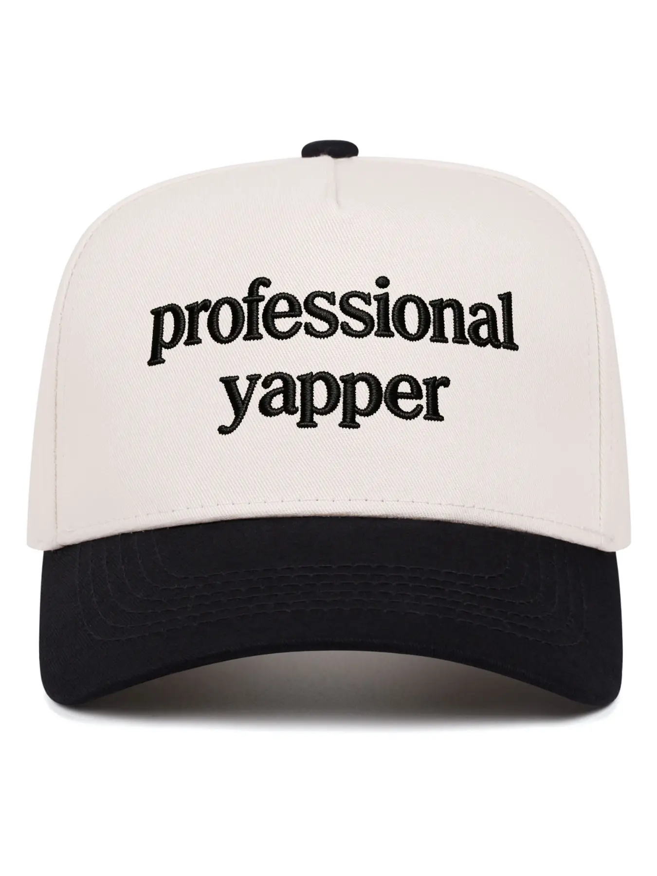 Trendy Professional Yapper Slogan Baseball Cap, Retro Two-Tone Canvas Trucker Style Hat, Premium Embroidered Funny Letter Dad Cap, Casual Gen Z Streetwear Sun Visor, Casual Outfits Cap