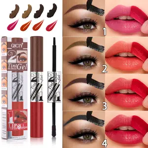 2 IN 1 Peel Off Lip Tint and Brow Gel Set, Semi-Permanent Waterproof Smudge-Proof Makeup, Easy Peel Lip Liner, Long Lasting Lip Tattoo Lip Gloss and Lipstick