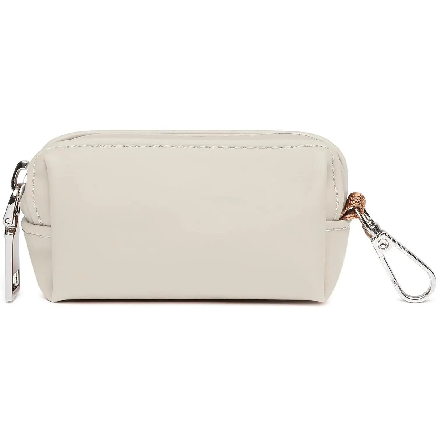 Leather Coin Purse - Compact Solid Casual Daily Keychain Holder, Waterproof Zip-Around Card Organizer, Flat-Opening Home Supply for Women (White)