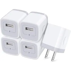 USB Charger Wall Plug, [5Pack-1Port]   Outlet AC Power Adapter Block Cube for , iPad, , Camera, Android or Type C Phones & Tablets Charge Multiple USB Hub Station Base