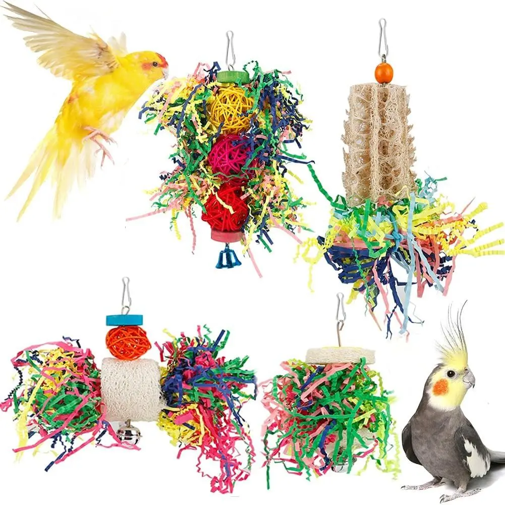 Bird Shredding  Toys Parakeet  Chewing   Shredded Paper Bird Cage Accessories Bird Rope Perch for Conure Cockatiel Budgies Lovebird Parrotlet