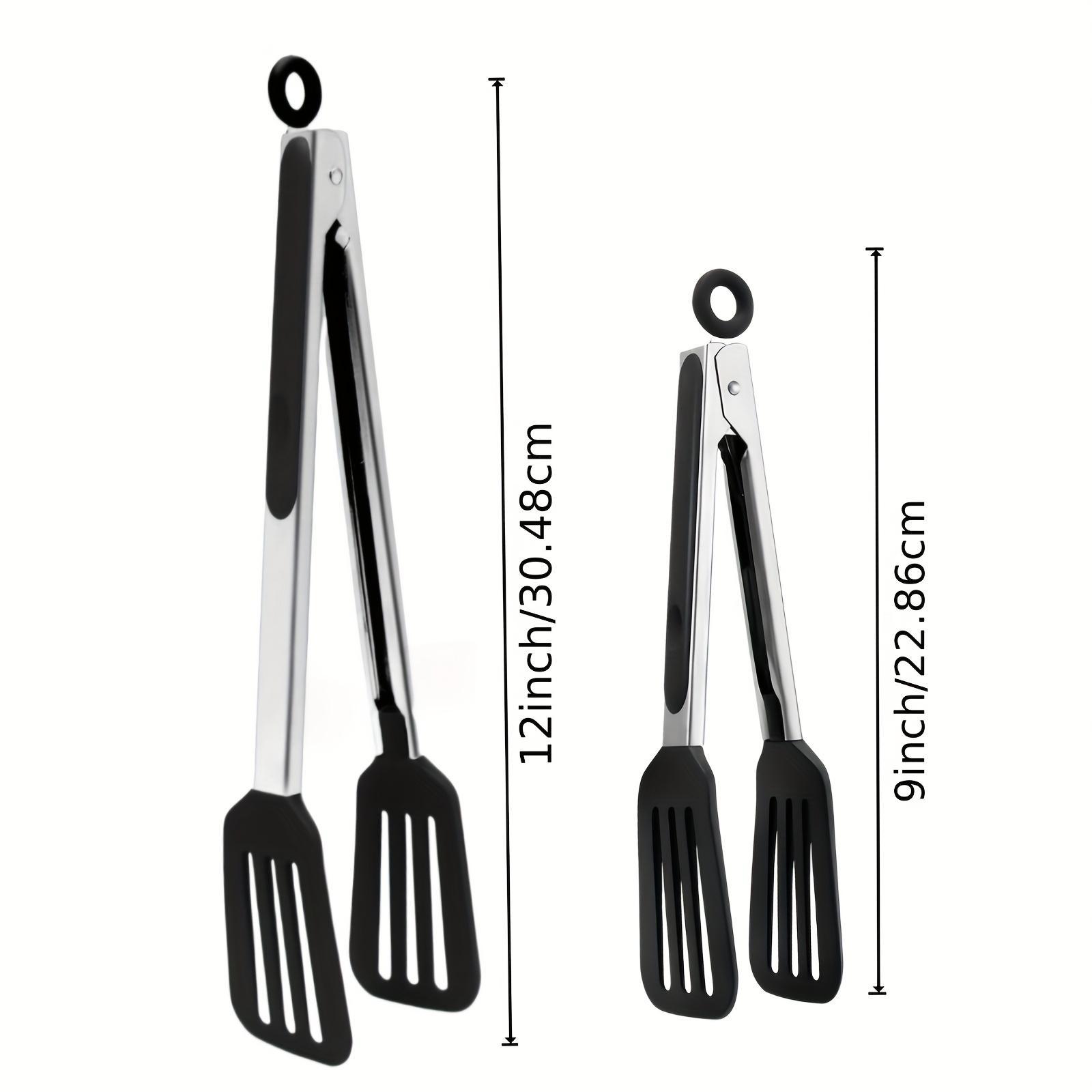 Stainless Steel Kitchen Tongs - Heavy Duty Cooking Tongs for BBQ, Grilling | Non-Slip Ergonomic Handle, Dishwasher Safe Utensils for Salad, Pasta, Hot Food Stainless Steel Food Tongs, Bread Serving Tongs