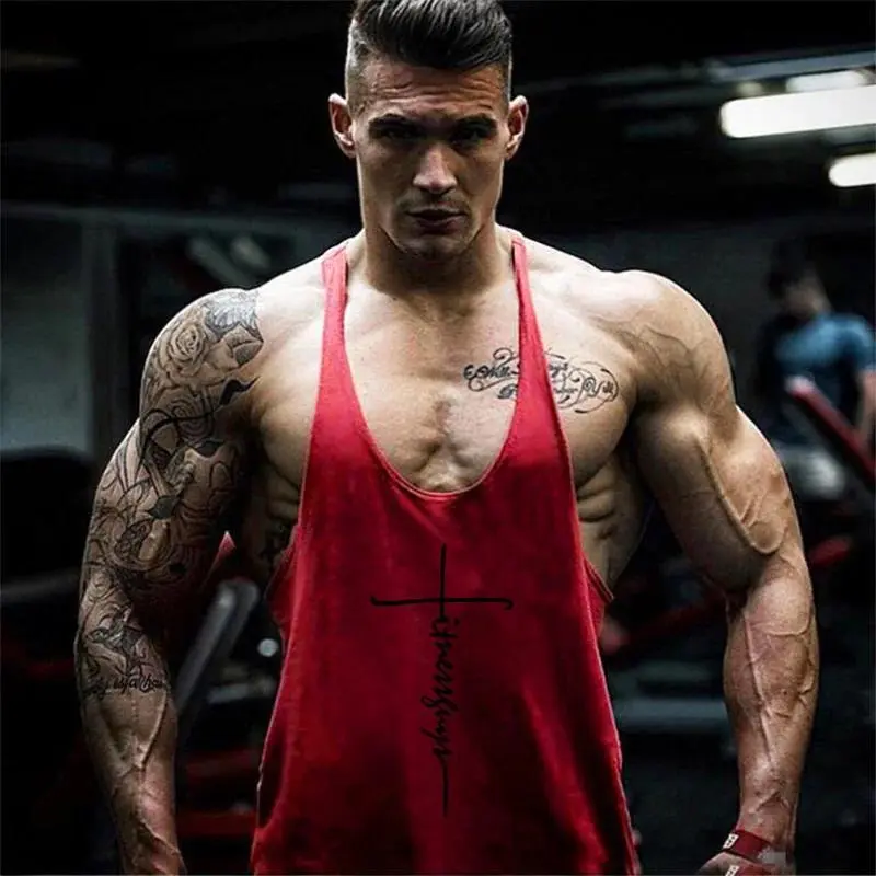 Gym Bodybuilding Stringer Y-back Tank Tops Summer Cotton Breathable Sleeveless T-shirts Mens Fitness Workout Muscle Clothing