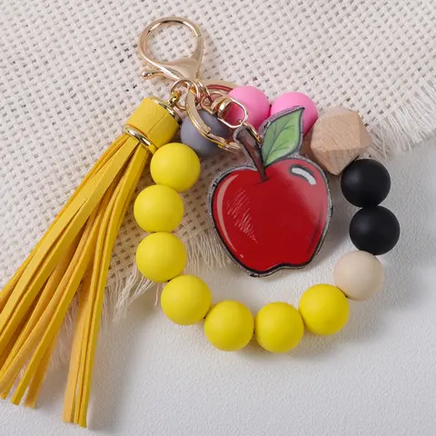 1/4pcs Campus Style Beaded, Bright and Vivid Color, School Element Jewelry, Stylish Keyring, Perfect Gift for Friends, Teachers, Graduates