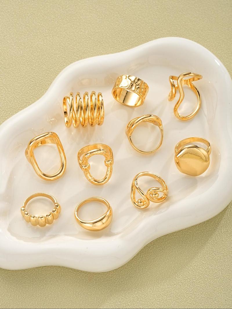 Women's Exaggerated Flower & Geometric Design Cuff Rings, Boho Style Rings, Elegant Exaggerated Stacking Rings, Fashion Jewelry for Party, Daily Clothing Decor, Trendy All-match & Exquisite Jewelry for Birthday Gift