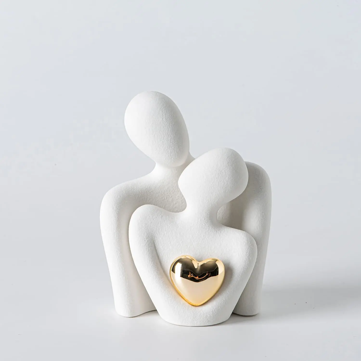 Mini Hugging Couple Statue Ceramic Lover Figurine  Decor is a Romantic  for Her  Wedding Anniversary and Valentines, TV Stand Decoration Knick Knacks for Shelves (White)
