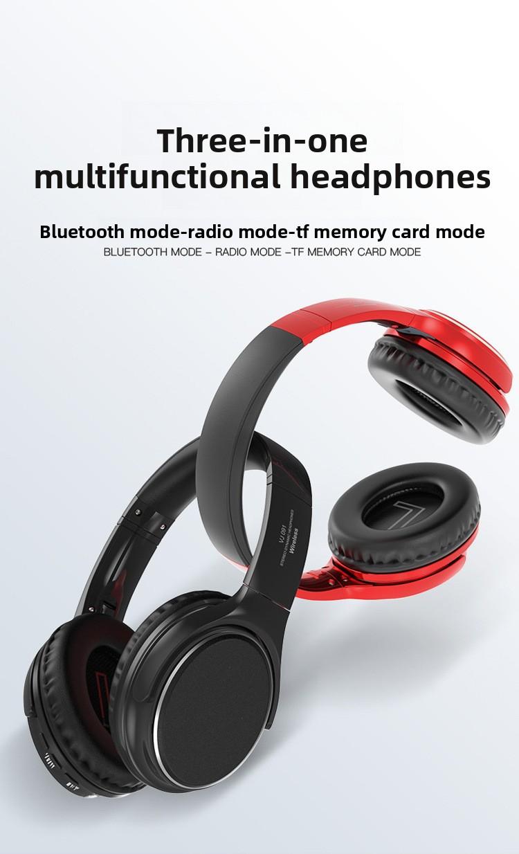 Retro over-ear Bluetooth headphones with card slot, foldable, wireless noise-cancelling music headset