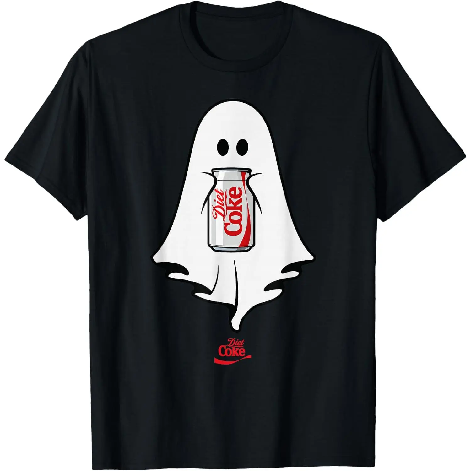Halloween Ghost with Soda Can Graphic T-Shirt, Unisex 100% Cotton Top in a Classic Relaxed Fit with Short Sleeves, Shortsleeve