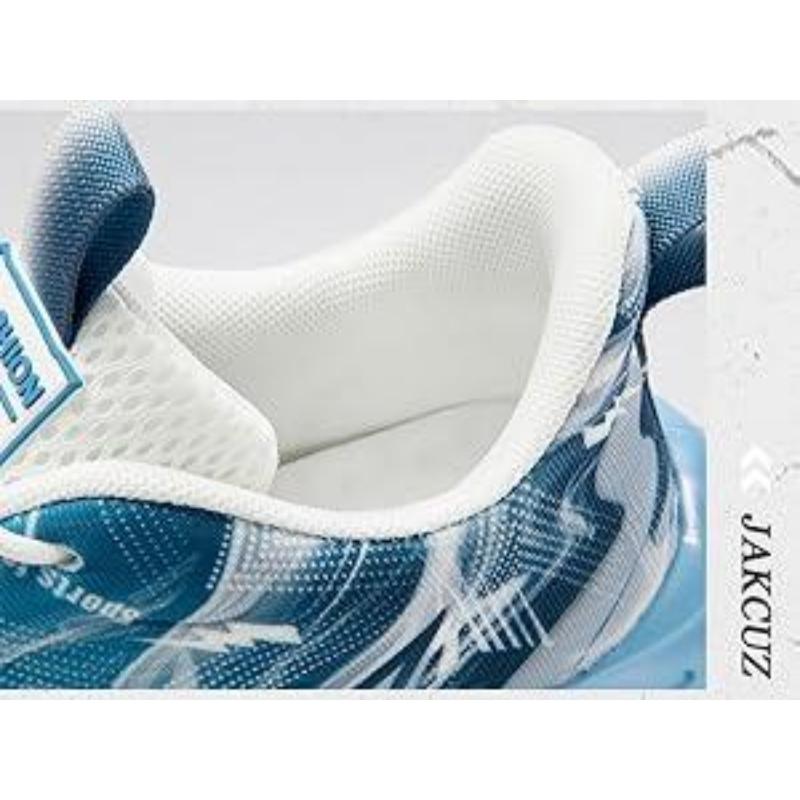 (New)Men's Large Breathable Mesh Athletic Running Shoes - Shock absorbent, soft-soled sneakers, white/grey and blue/pink gradients, lace-up low top, perfect for casual and travel workout
