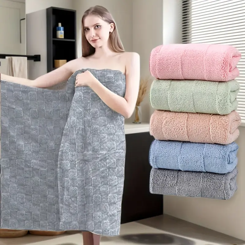 2pcs Bath Towel Set for Women - Water Absorption Quick Drying Towel with Plaid Design, Towel for Bathroom, Soft Large Towel Bath Sheet for Gym, Camping, SPA - Absorbent Breathable Towel - Bath Hand Towel (Multiple Colors) - Holiday Gift Set, Guest Towel